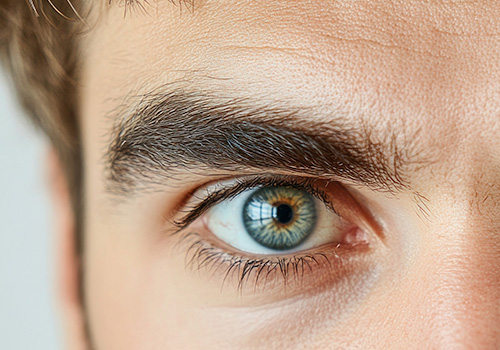 Total Hair Restoration close up of mans eye and eyebrow