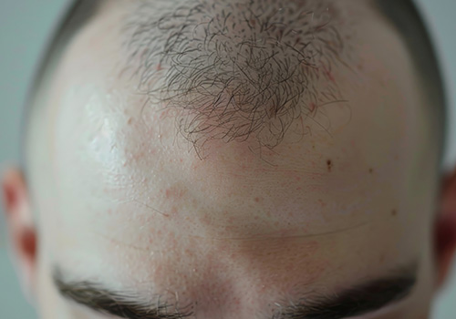 Total Hair Restoration closeup of bald patch